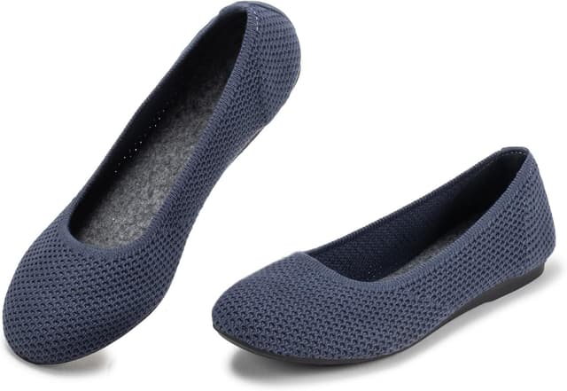 Detalle de Frank Mully women’s slip-on knit ballet flats with round toe and cushioned foot-bed