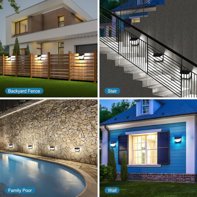 Detalle de AmeriTop Lot de 2 lampes solaires avec détecteur de mouvement et détection jusqu’à 8 m (IP65) — Éclairage extérieur pour porche, patio et garage