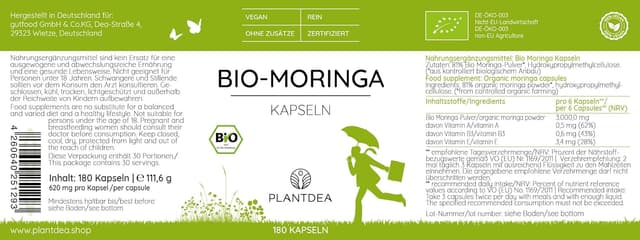 Thumbnail 5 de PlantDEA Bio Moringa Kapseln 3000 mg Tagesdosis
