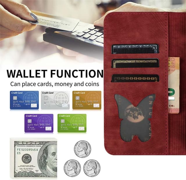 Detalle 2 de LSPCASA Handyhülle für Samsung Galaxy A05S (6,7 Zoll) – PU-Leder-Flip-Case mit Kartenfächern, Standfunktion & Magnetverschluss