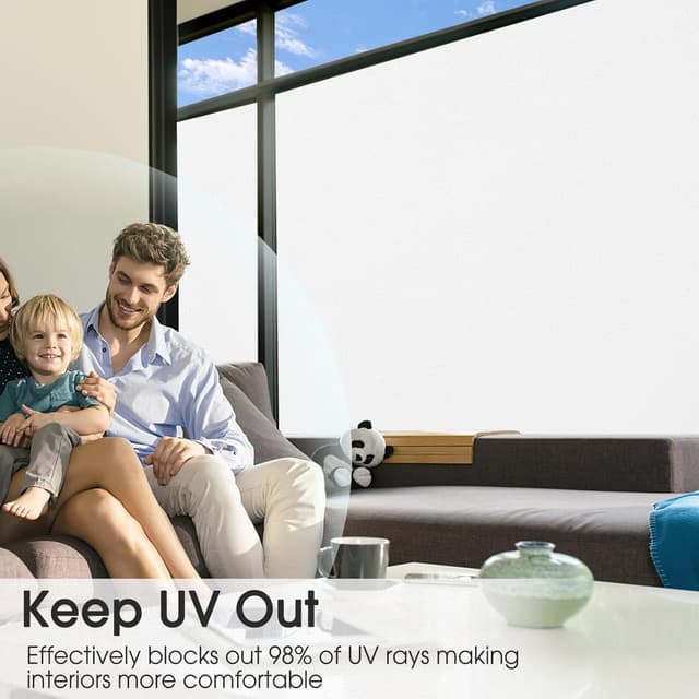 Detalle 2 de Lifetree Fensterfolie blickdicht für Privatsphäre (90x200 cm) – selbsthaftend ohne Klebstoff, Anti-UV, Milchglas-Look