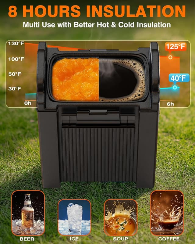 Detalle de PYY 5-Gallon Insulated Beverage Dispenser (Hot & Cold) with Handles, Leak-Proof Cooler Server