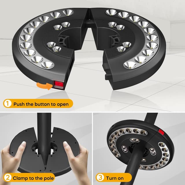 Thumbnail 6 de Garden Parasol Lights LED Patio Umbrella Pole Light (USB rechargeable, cordless clamp) – warm light