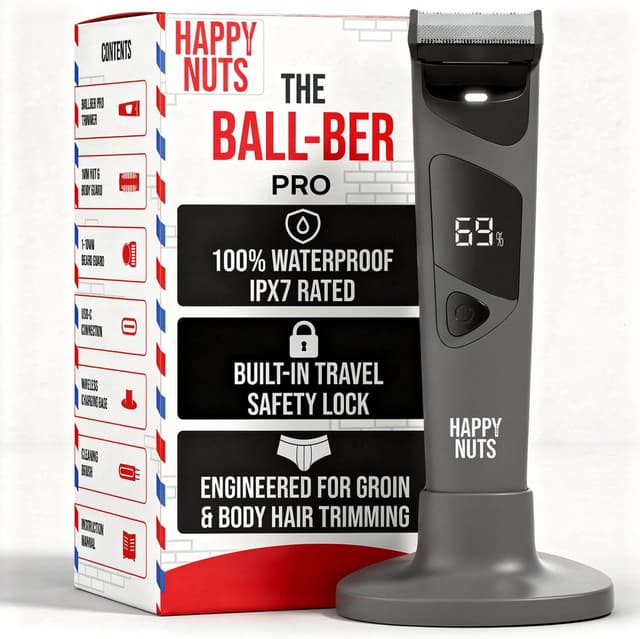 Detalle de HAPPY NUTS The Ballber Pro Electric Groin & Body Hair Trimmer Kit (Waterproof) with Wireless Charging Base