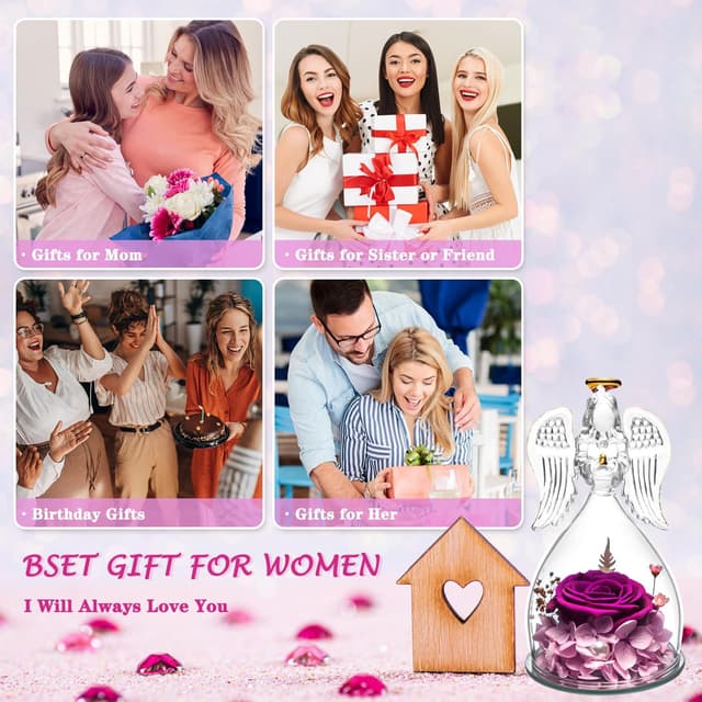 Thumbnail 4 de Preserved Rose Angel Figurine 4.9in 🌹