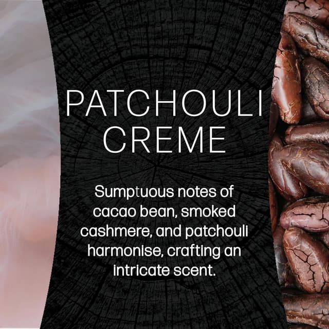 Detalle 2 de Grande bougie parfumée WoodWick Patchouli Crème à mèche crépitante (jusqu’à 130 heures)