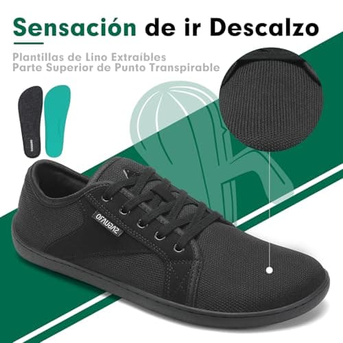 Detalle 1 de SAGUARO Luck Ⅰ zapatillas barefoot minimalistas transpirable y antideslizante, negro (EU 43)