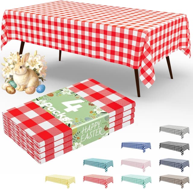 Detalle de misaya 4-Pack Buffalo Disposable Table Cloths (54 x 108 in) Waterproof Plastic Table Covers