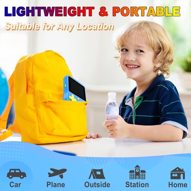 Detalle de Bornkid console di gioco portatile 32 bit per bambini (3 pollici IPS, 139 giochi, ricaricabile)