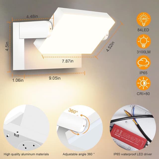 Detalle de Kingwen Bianco 40W Applique da Parete