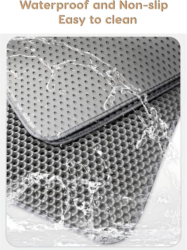 Detalle de Tapis de litière pour chat PalNests, double couche EVA antidérapant imperméable 60 x 40 cm (gris)