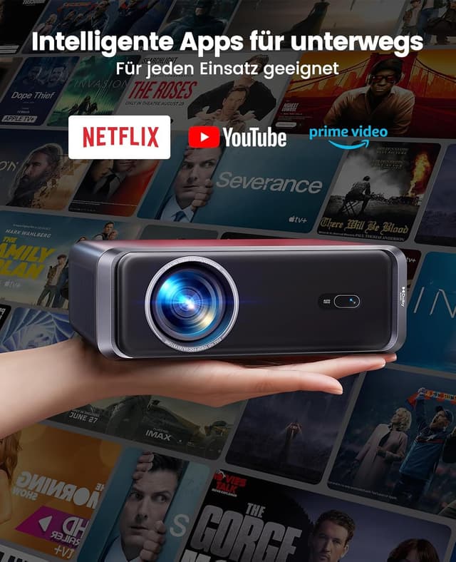 Detalle de iWIMIUS P65 Smart Beamer mit Netflix-App & Dolby, Autofokus/Trapezkorrektur, 1000 ANSI, WiFi 6 & Bluetooth 5.2