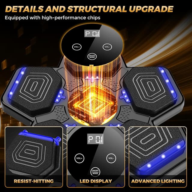 Detalle 1 de LOLBOX Music Boxing Machine – Interactive rhythm trainer with LED target lights and Bluetooth speaker (wall-mount pad)