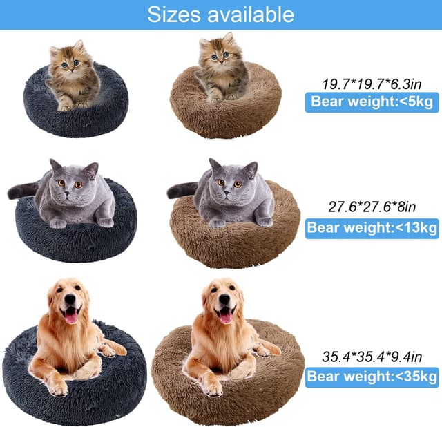 Detalle 2 de UUEMB 50cm Calming Dog Cat Bed, Plush Donut Pets Beds for Small Dogs Cats, Soft Puppy Kitten Cuddler Round Bed Cushion, Washable Warm Dog Beds for Improved Sleeping (Dark Grey)
UUEMB 50cm Calming Dog Cat Bed, Plush Donut Pets…
