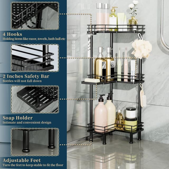 Thumbnail 2 de Consumest Corner Shower Caddy 3-Tier Organizer
