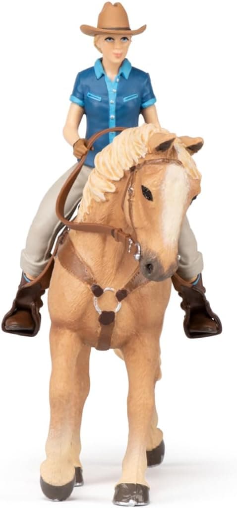 Detalle de Figurine animal Papo Cheval et Cavalier Western (Far West) – jouet enfant dès 3 ans, peinte à la main