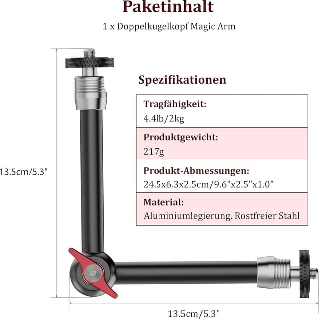 Thumbnail 6 de HSU Magic Arm mit 1/4"-Schraube – verstellbarer 9,8 Zoll Gelenkarm für SmallRig Cage & Zubehör