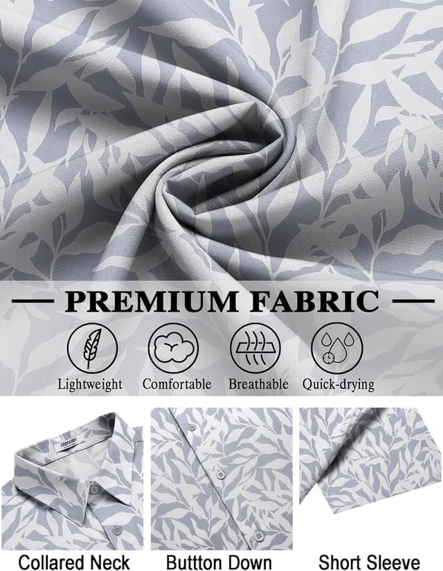 Detalle de COOFANDY Hawaii Hemd für Männer – Kurzarm Sommerhemd im tropischen Blumen-Design