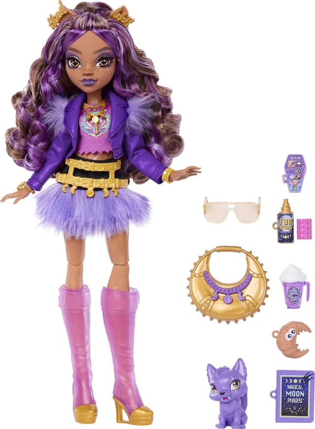 Thumbnail 4 de Monster High Clawdeen Wolf Doll in Purple Moto Jacket