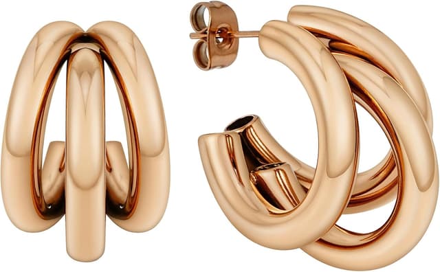 Detalle de Aros Triple 20 mm acero inoxidable Oro rosa