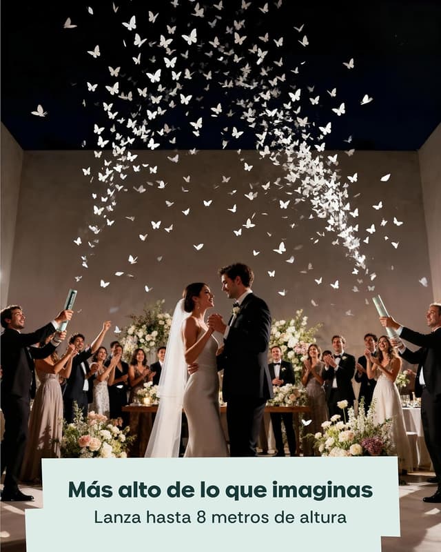 Thumbnail 2 de Cañones de confeti mariposas blancas 5 unidades