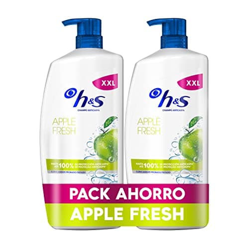 Detalle de h&s Apple Fresh Champú Anticaspa con Dispensador 2x1000 ml, uso diario, aroma a manzana