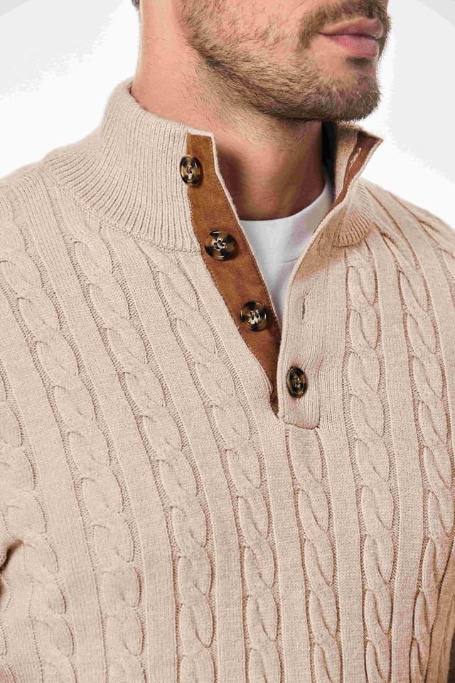 Thumbnail 4 de JMIERR Men's Cable Knit Pullover Sweater