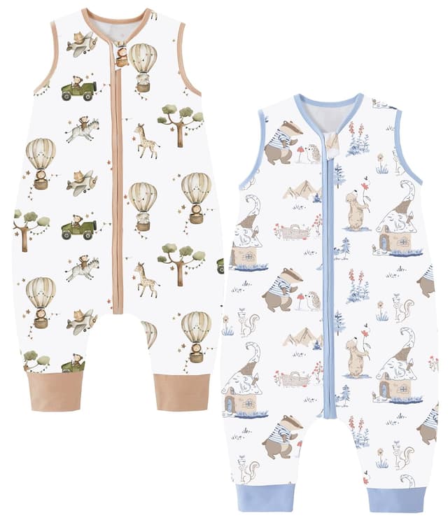 Thumbnail 6 de Chilsuessy 2er Pack Baby-Schlafsack Sommer mit Füßen 0,5 TOG aus 100% Baumwolle (0,5 TOG) – Pilzkaninchen & Panda Home