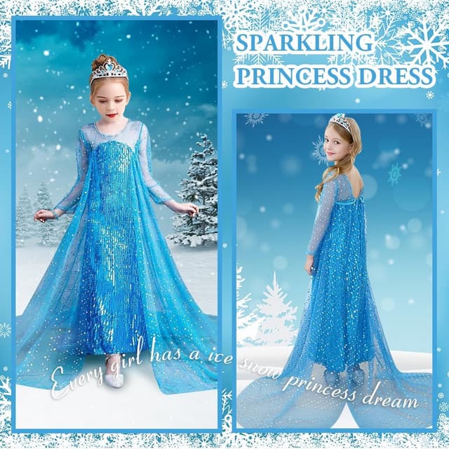Thumbnail 1 de ACWOO Costume Elsa bambina 2–10 anni