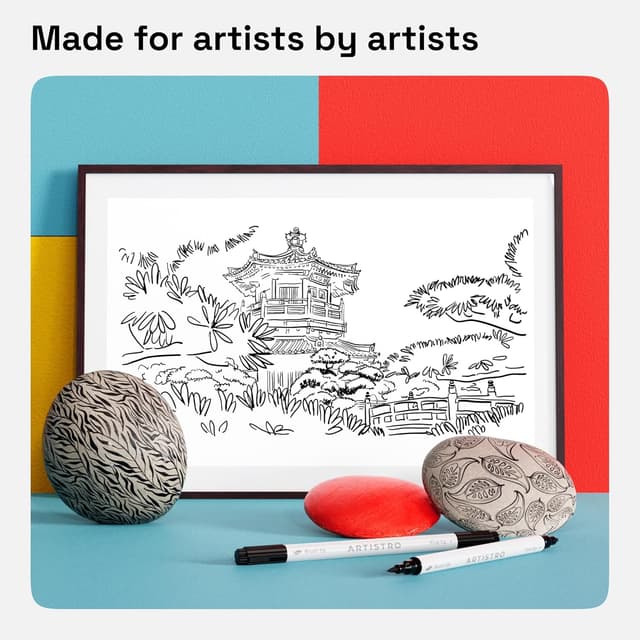 Detalle de ARTISTRO 2 black acrylic paint pens 1 mm