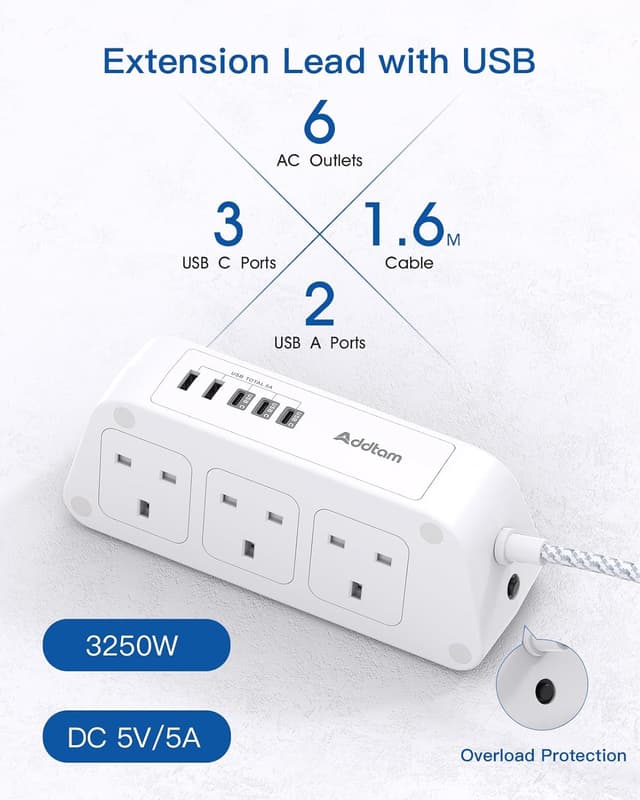 Detalle 2 de Extension Lead with USB Slots 3250W