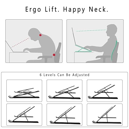Detalle de AITODOS TA AiTodos Soporte portátil plegable de aluminio con ajuste de 6 posiciones (negro)