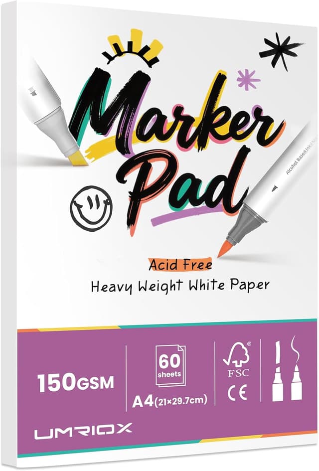 Detalle de Umriox Marker Paper Pad A4, 60 Sheets for Markers 📒