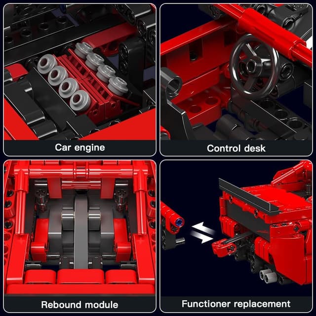 Thumbnail 5 de Mould King 15080 Technik Speed Champion Dodg Challenger Sportwagen Bausteine 738 Teile