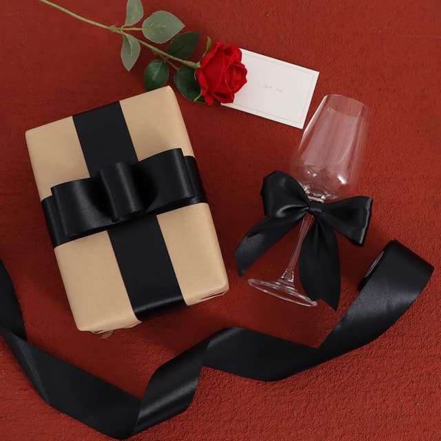 Thumbnail 6 de TONIFUL breites schwarzes Satinband (5,1 cm x 22,8 m) – einseitig glänzend, für Deko, Schleifen und Geschenkverpackung