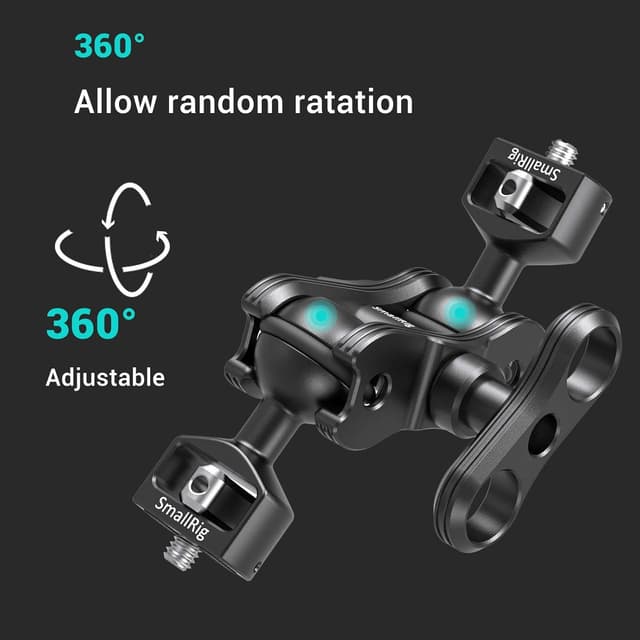 Detalle de SmallRig Articulating Arm 2070B mit doppeltem 360°-Kugelkopf und 1/4-Zoll-Schraubadapter