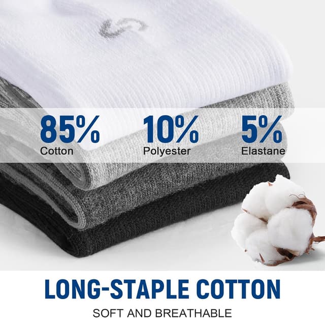 Detalle 2 de coskefy Sports Quarter Ankle Socks (85% cotton) – cushioned anti-blister trainer socks, 6 pairs