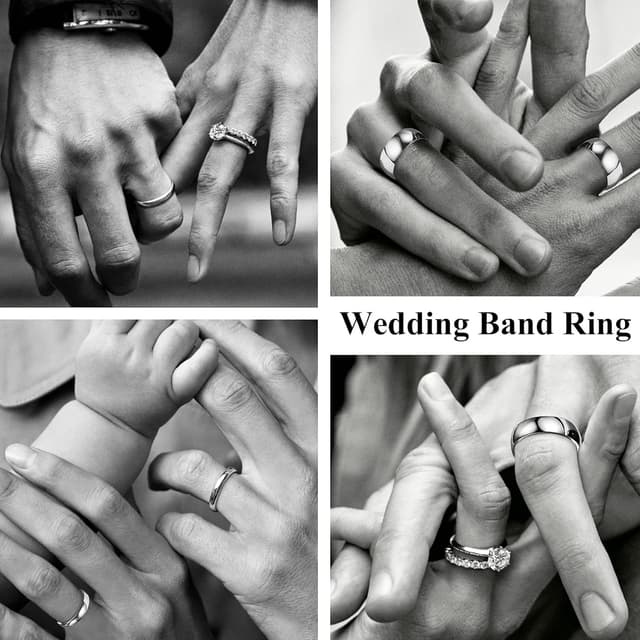 Detalle de Bestyle Bagues simples en acier inoxydable 316L : anneau unisexe 2/4/6/8 mm, tailles 54 à 67