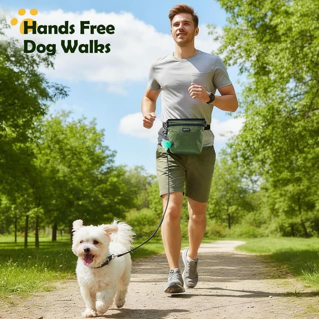 Thumbnail 6 de AGPTEK sac à friandises pour chien avec fermeture magnétique et compartiments amovibles, vert