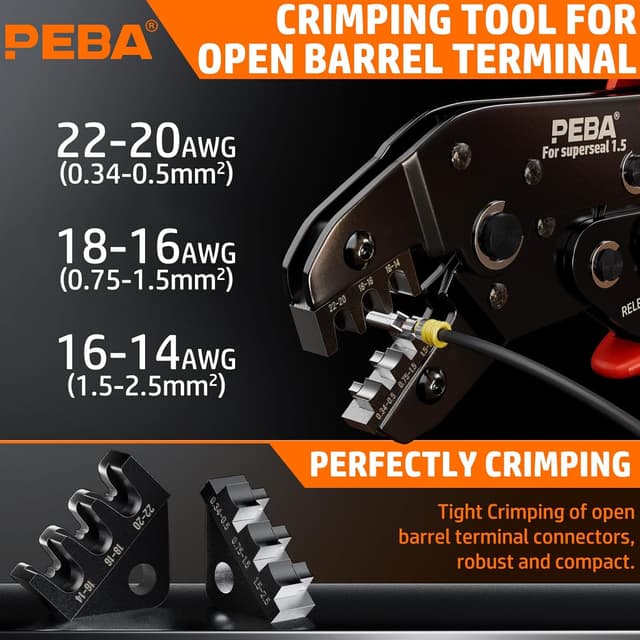 Detalle de PEBA Waterproof Car Electrical Connector Crimping Tool Kit (1–6 pin) for AWG 22–14