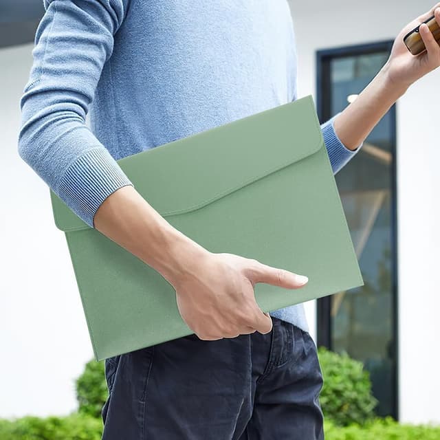 Detalle de OFFCUP porte-documents A4 en cuir PU imperméable – lot de 2 pochettes vertes