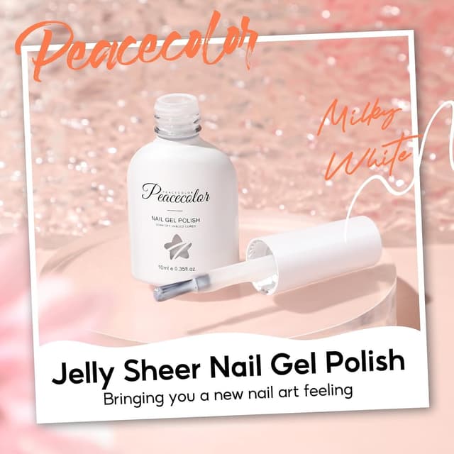 Detalle 2 de PEACECOLOR Jelly Vernis semi permanent transparent blanc (Jelly Gel), 10 ml