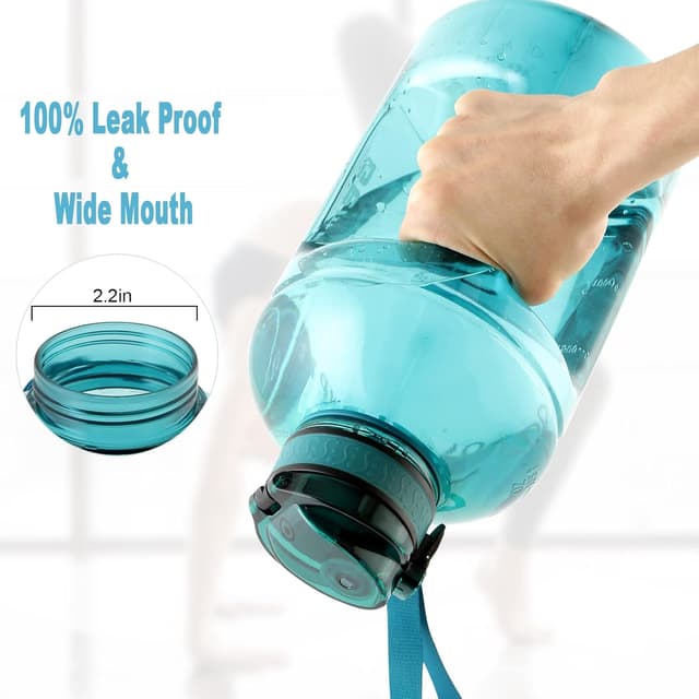 Thumbnail 6 de GEMFUL 3 L Motivational Water Bottle with Straw & Handle (Cyan) – BPA-free leak-proof hydration jug