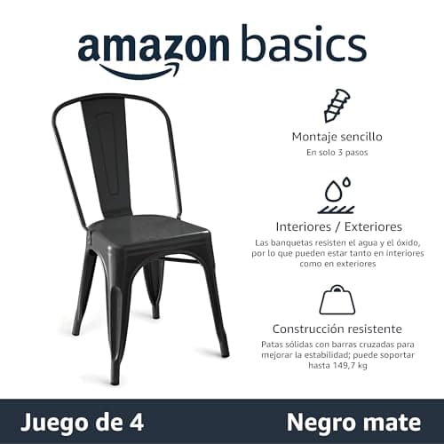 Thumbnail 3 de Amazon Basics Sillas apilables de metal para comedor y exterior