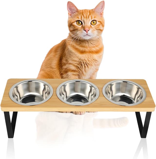 Detalle de Raised Cat Food Bowl Set 3pcs 15° tilted bowls