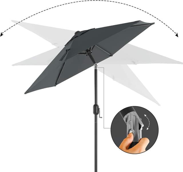 Detalle de SONGMICS Parasol de jardin octogonal UPF 50+ inclinable avec manivelle (pare-soleil) en polyester