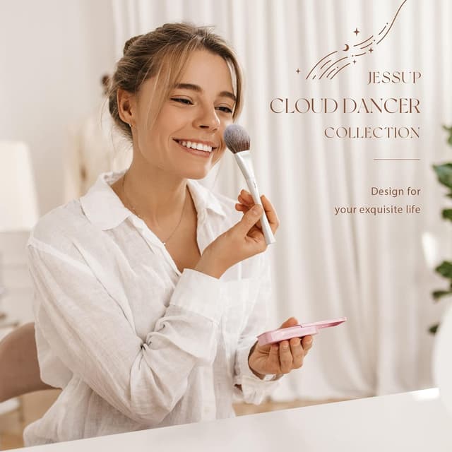 Detalle 2 de Set Jessup de 14 pinceaux maquillage (fond de teint, poudre, blush, yeux) + éponge + tapis de nettoyage