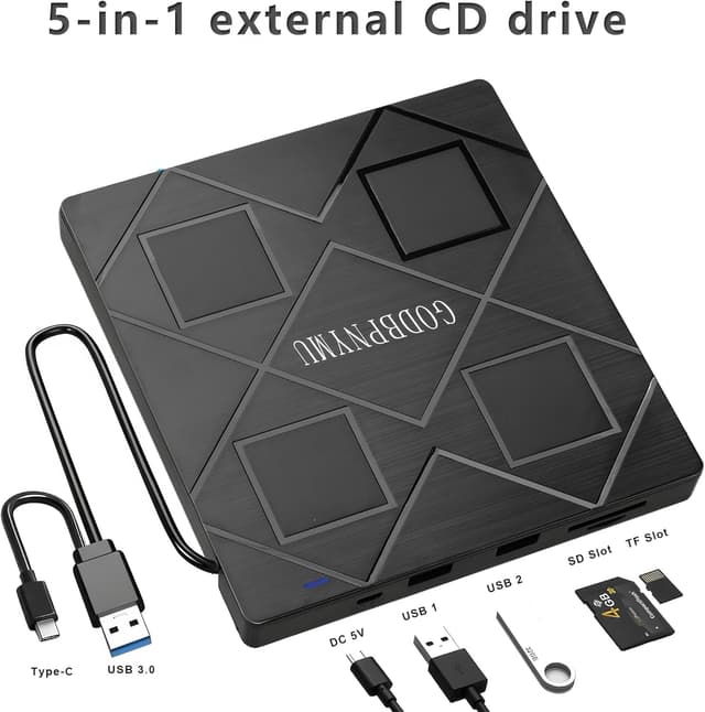 Thumbnail 6 de 5-in-1 External CD/DVD Drive for Laptop (USB 3.0 & Type-C) with SD/TF Reader