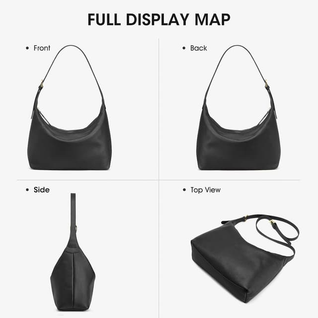 Thumbnail 6 de Kattee genuine leather hobo bag for women with adjustable removable strap