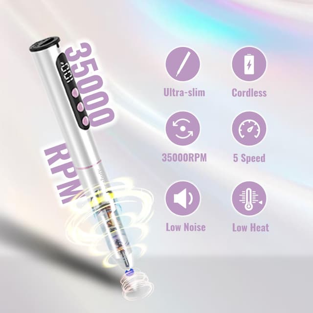 Detalle 2 de Denabuty NagelfrĂ€ser Kabellos Professionell đ